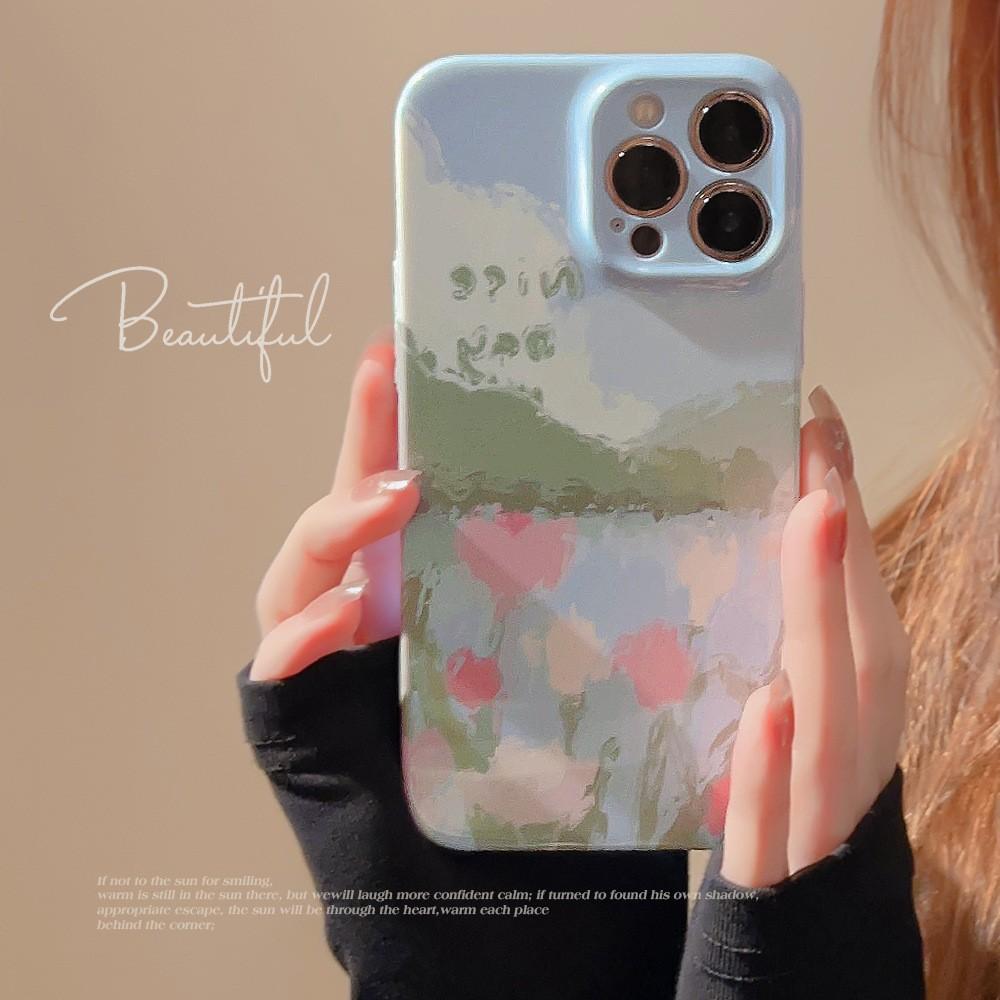 Oil Painting 17pro Max Apple Phone Case 16 Premium 12 Film IPhone 15 Niche X/8 Compatible with Multiple Models