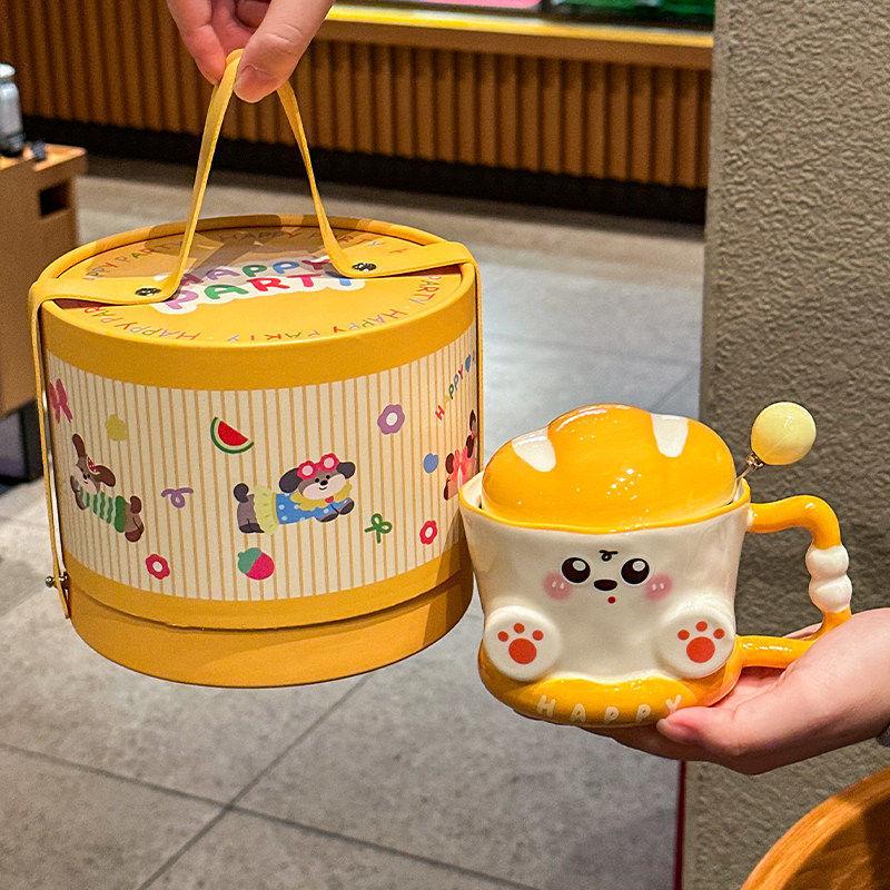 Cute Bread Ceramic Mug: Practical Souvenir for Boys & Girls with Creative Gift Box