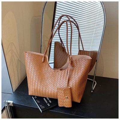 Large Capacity Woven Bag Women's Autumn and Winter New Casual Shoulder Mother and Child Bag Retro High-end Tote Bag