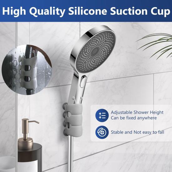 4Pcs Adjustable Shower Head Holders Simple Installation Universal Relocatable Bathroom Shower Head Suction Cup Holders