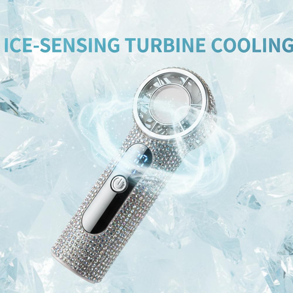 Summer Portable Handheld Mini Fan Diamond Design Powerful Outdoor Cooling Personal Display Mini Handheld Fan Fan Digital D8O9