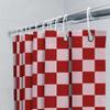 Red White Checkered Shower Curtain Bath Decor for Bathroom Accessories Polyester Fabric with Plastic Rings Hooks (180x240cm)