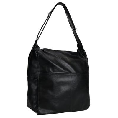 Damen Umhängetasche, Große Kapazität, Perfekt für Pendeln, Schule und Reisen, Verstellbare Riemenlänge, PU-Leder (Schwarz)