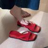 Keep Version~ Korean Version of Simple Outer Wear Thick-soled One-word Slippers Women's Retro Leather Soft-soled Open-toed Simple Cool Slippers