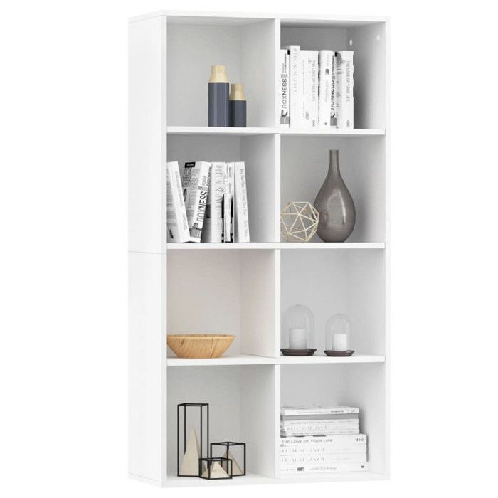 VidaXL Bibliothèque/Buffet, Meuble de Rangement avec Compartiment, Armoire à Livres Salon Intérieur, Moderne, Blanc Bois 800153
