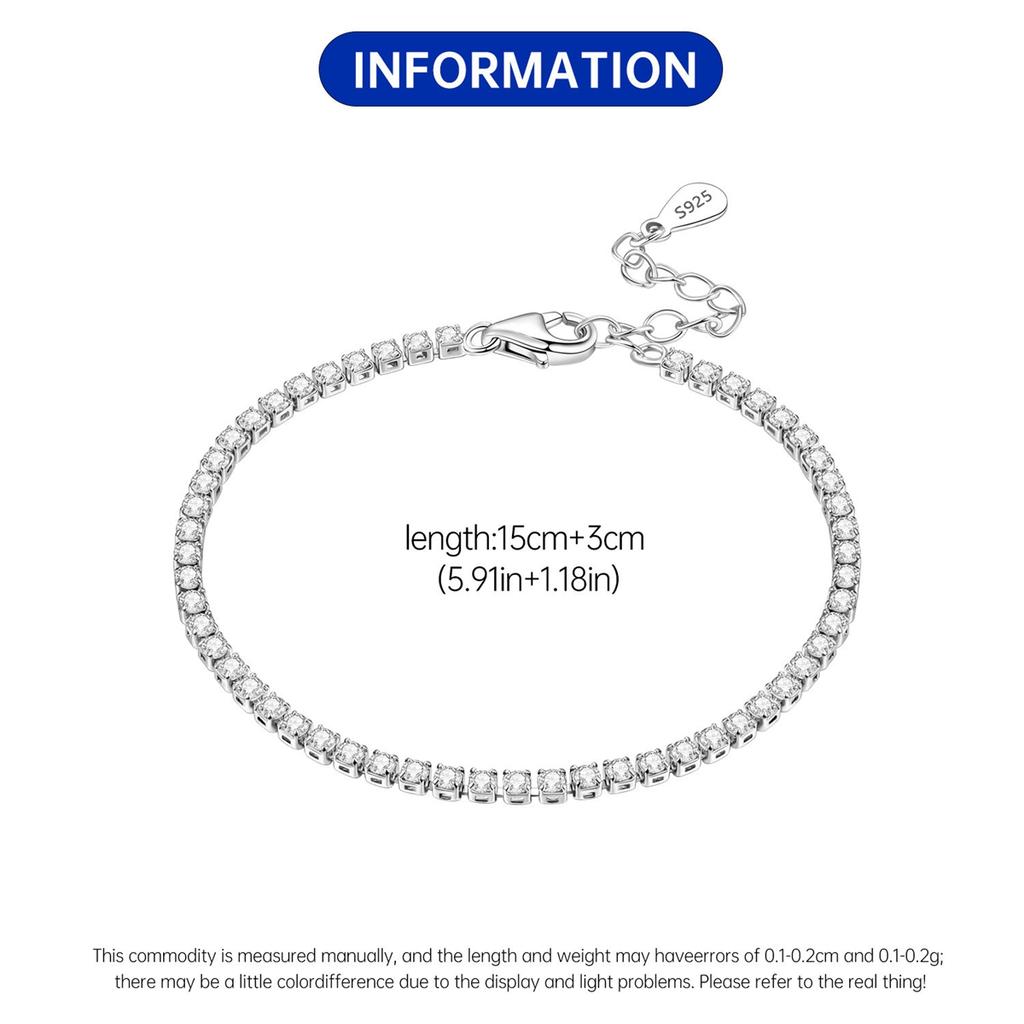 S925 Silver Bracelet Zircon Women Fashion Simple Engagement Wedding Charm Jewelry For Women Birthday