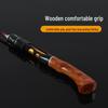 Wood Grain Portable Ice Fishing Rod with Curved Handle and Soft/Hard Tips