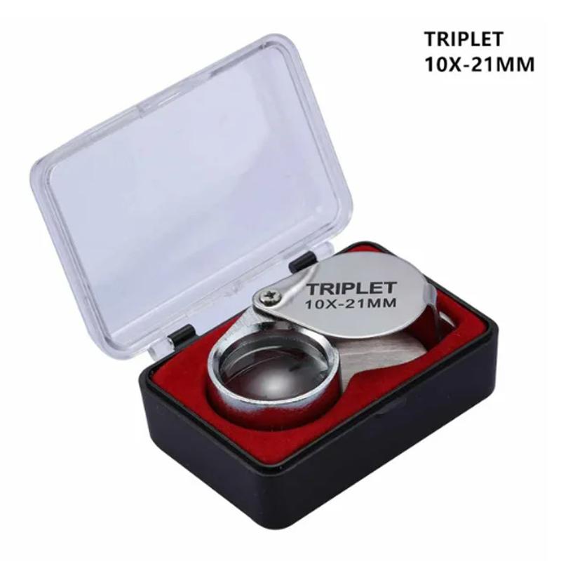 Loupe de poche 10-30X, Loupe de bijoux pliable en diamant Lupa triple bijoutier outil de verre pour les yeux Loupe de lecture