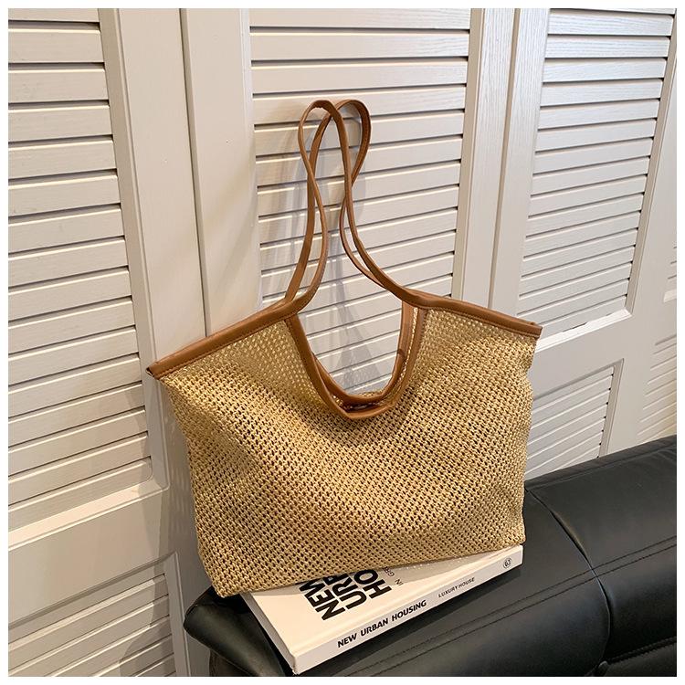 

Летняя новая модная женская плетеная сумка-тоут, модная наплечная сумка, соломенная пляжная сумка для морского побережья хаки