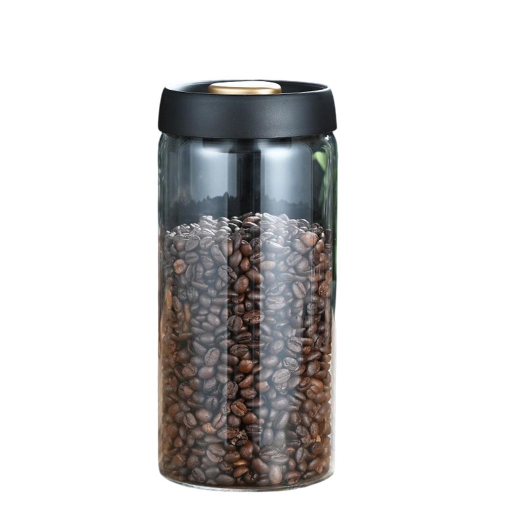 Portable Coffee Bean Container Leakproof Press Vacuum Seal Glass Jar For Travel Kitchen Storage