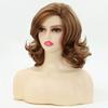 Women Shoulder Length Wave Hair Golden Brown Blonde Synthetic Wavy Wigs with Bangs Heat Resistant Fibre for Daily Cosplay Lolita