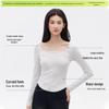 Spicy Girl Square Neck Slimming Long Sleeve T-shirt for Autumn/Winter