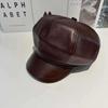 Stylish Retro Leather Checkered Flat Cap Beret Hat For Women Men Outdoor Use