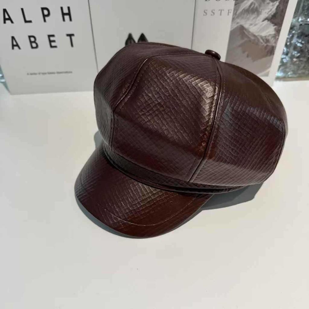 Stylish Retro Leather Checkered Flat Cap Beret Hat For Women Men Outdoor Use