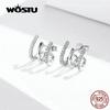 WOSTU New Arrival 100% Real 925 Silver Love Rotation Stud Earrings Cute Square Zircon Earrings For Women CQE585