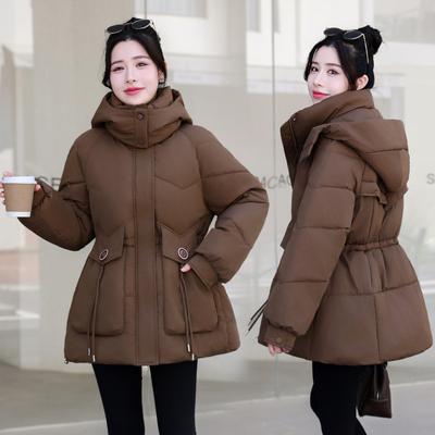2025 Winter New Hooded Waist Slimming Down Cotton Jacket Cotton Jacket Women's Plus-size Thickened Cotton Jacket Temperament Padded Jacket