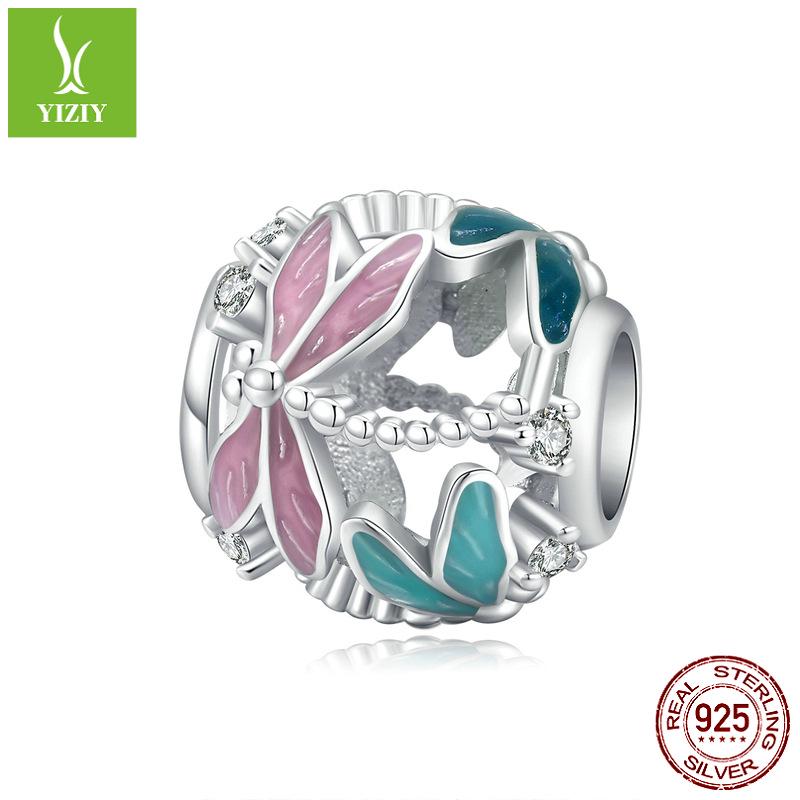 

Капающая стрекоза серебряный шарм: Ретро S925 Полые Платиновые Бусины BSC198 Loose Bead