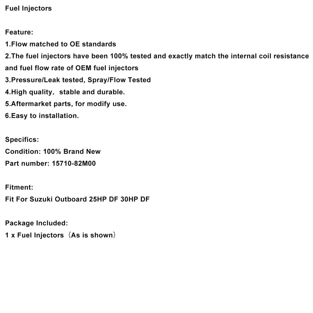 15710-82M00 Fuel Injectors For Suzuki Outboard 25HP 30HP DF25