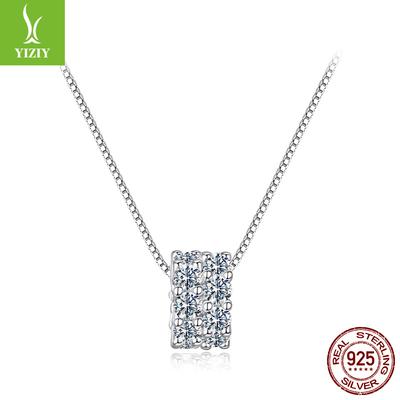 Catena per clavicola moissanite a vita stretta fortunata brillante, Gioiello per collana in argento sterling S925 di alta gamma scintillante