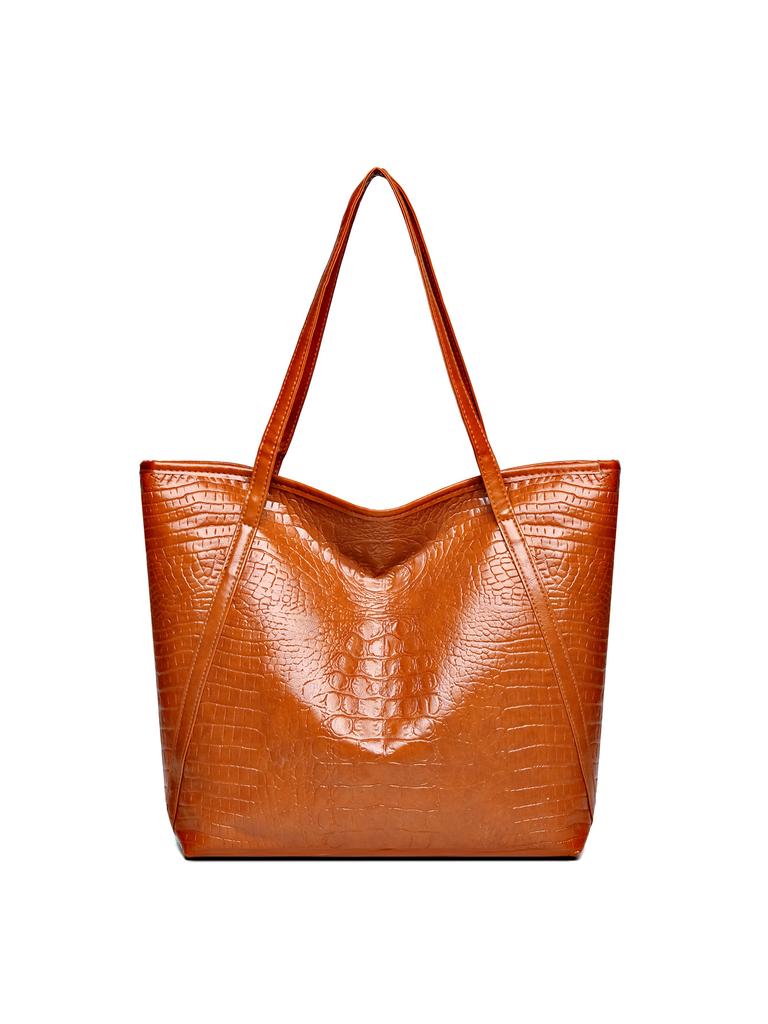European and American retro bags women's new large-capacity crocodile pattern tote bag texture casual versatile commuter shoulder bag