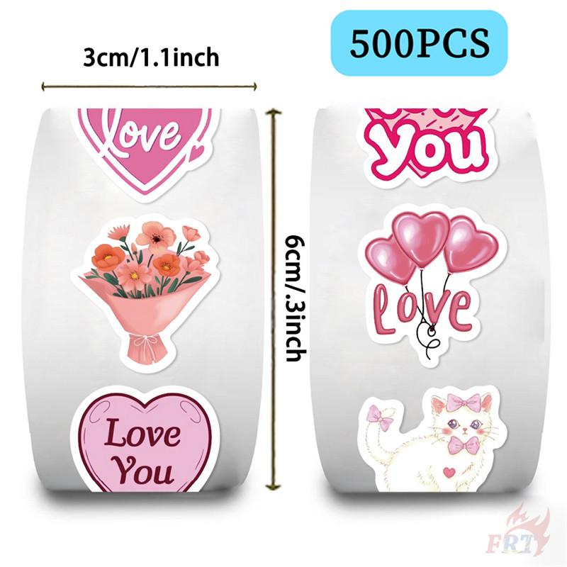 500Pcs/Roll Pink Valentine's Day - Sweet Love Kids Rewards Stickers - DIY Scrapbooks Album Decor Sealing Label Decals