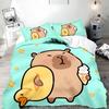 Cute Cartoon Capybara Duvet Pillowcase Bedding Set Adult Boy Girl Bedroom Decoration Children Gift Single Double Large Size