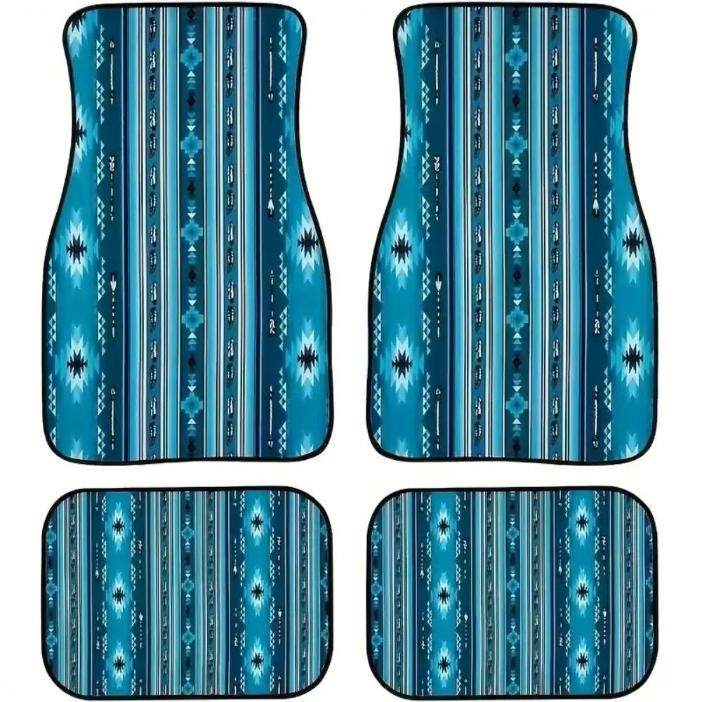 Retro 4Pcs Bohemian Car Floor Mats Heavy Duty Dirty Resistant Persian Carpet Anti-slip Car Floor Protector Rugs