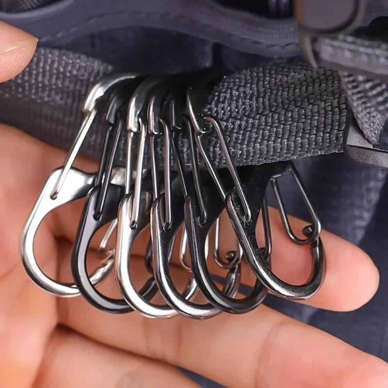 10Pcs S-Type Zinc Alloy Carabiner with Lock Mini Keychain Hook Anti-Theft Outdoor Camping Backpack Buckle Key-Lock Accessories.