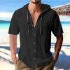 Sommer einfarbig lässiges kurzärmeliges Hemd Kapuzen-Kordelzug-Cardigan trendiges vielseitiges lockeres Herren-T-Shirt