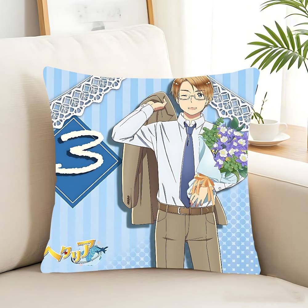 Povlak na polštář Hetalia World Stars, snímatelný a pratelný povlak na polštář – měkký len pro všechny roční období