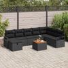 9 Piece Black Poly Rattan Garden Sofa Set with Cushions