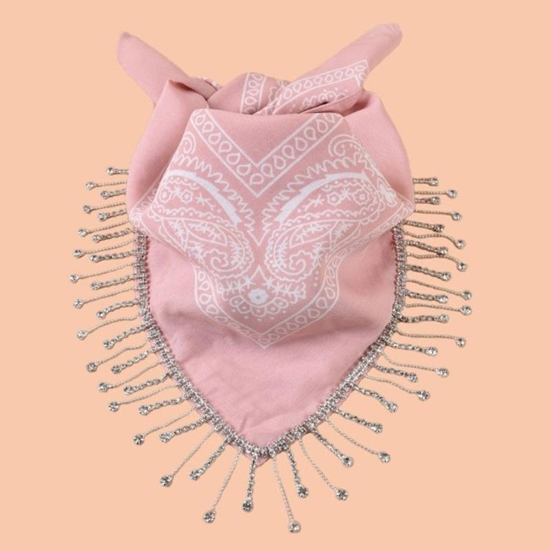 Shimmering Fringed Bandanas Scarf for Party Fashionable Cashew Flower Head Scarf for Women Men Club Party Costume Props