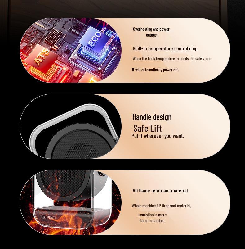 Kompakter tragbarer Schreibtischheizkörper für sofortige Wärme