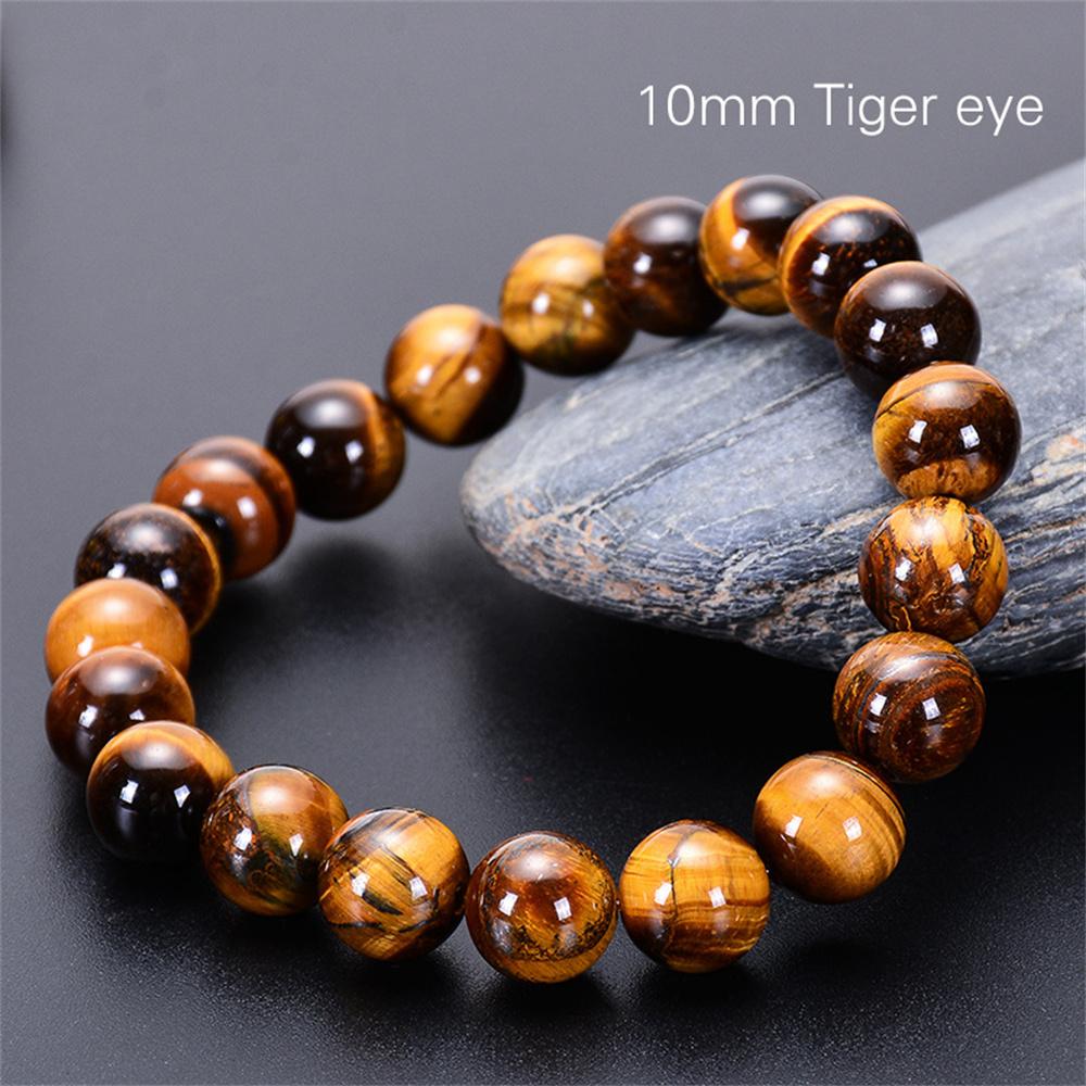 Kirykle Fashion Tiger Eye Bangles Men 4-12mm Natural Energy Stone Beads Reiki Healing Bracelets for Women Jewelry Pulseras Gifts