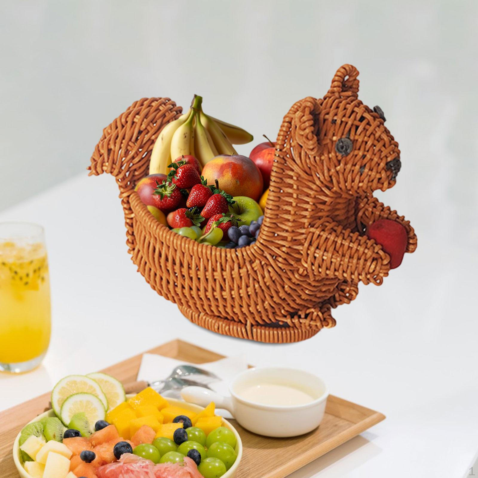 

Плетений кошик для подачі їжі та овочі у формі тварини для домашньої кухні Squirrel 22x12x17cm