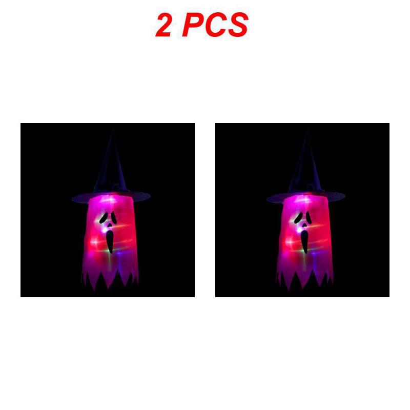 Halloween Hanging Glowing Ghost Hat Lights Decoration Glowing Witch Hat alloween Party Props for Outdoor, Yard, Tree