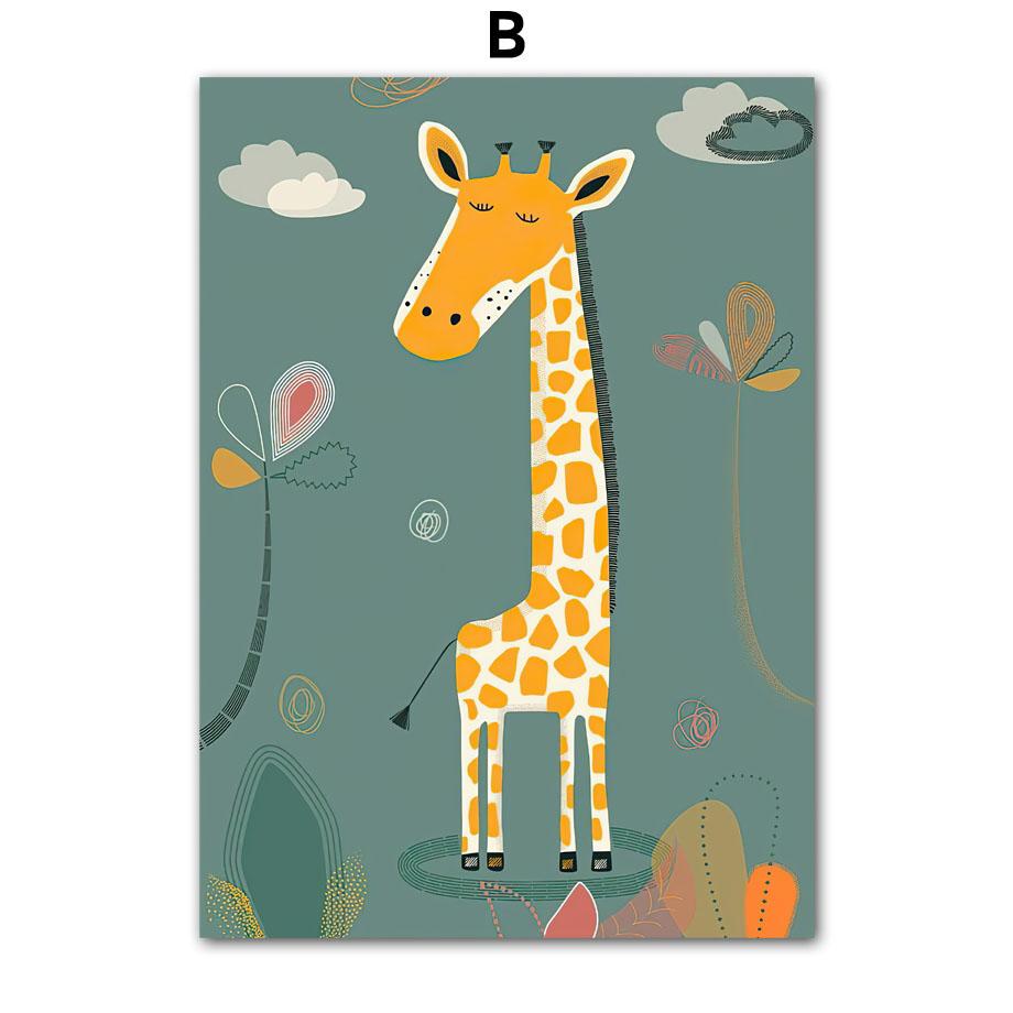 Lion Elephant Giraffe Jungle Animal Nursery Wall Art Canvas Painting Nordic Posters And Prints Wall Picture Baby Kids Room Decor
