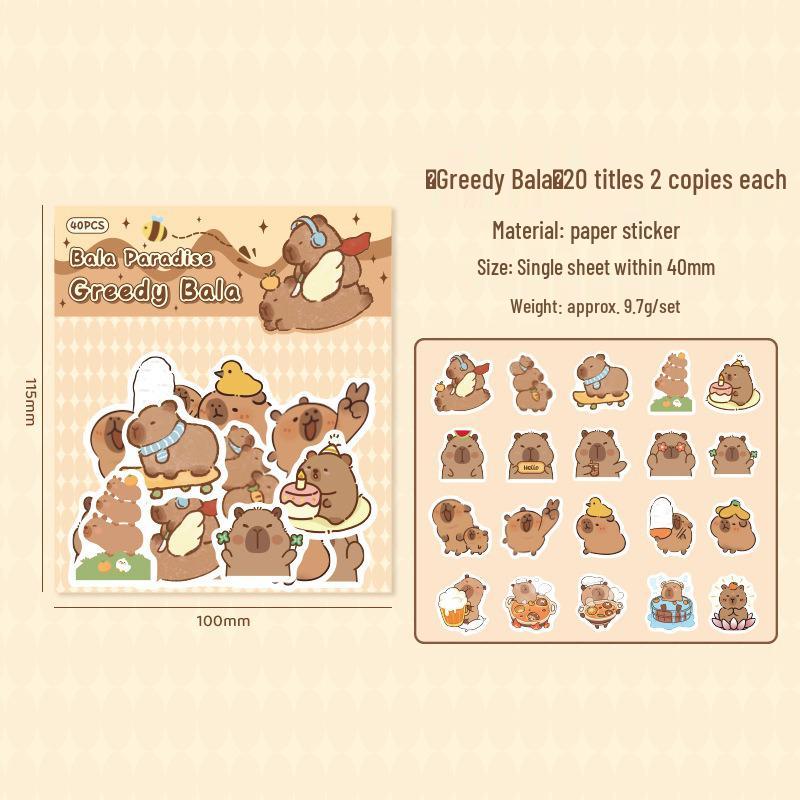 Capybara Paradise Cartoon Sticker Pack: Cute Journaling Stickers for Kids and Girls