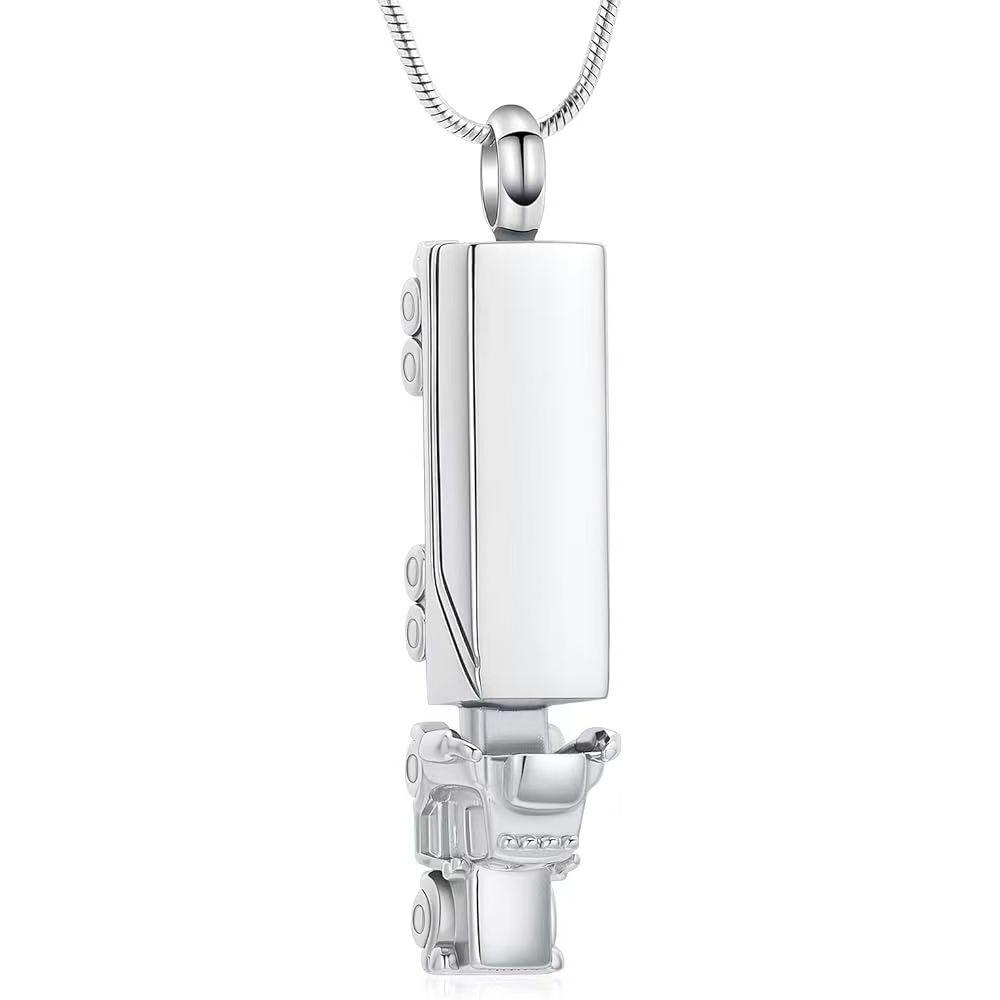 Stainless Steel Motorcycle Pendant Necklace - Detachable Engine Bar Chain for Men