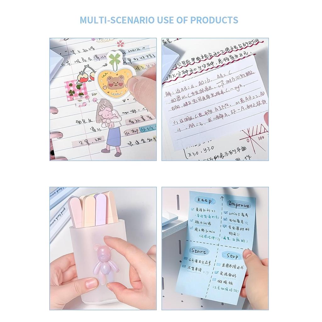 4/5pcs Gradient Color Glue Tape, Pen Type Double Sided Adhesive Tape Roller Dispenser Runner, for Memo Diary DIY Handwork