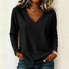 Damen Langarm Lockerer V-Ausschnitt Lässiger Pullover Top Leichter Weicher Dehnbarer Stoff Bequeme Alltagskleidung