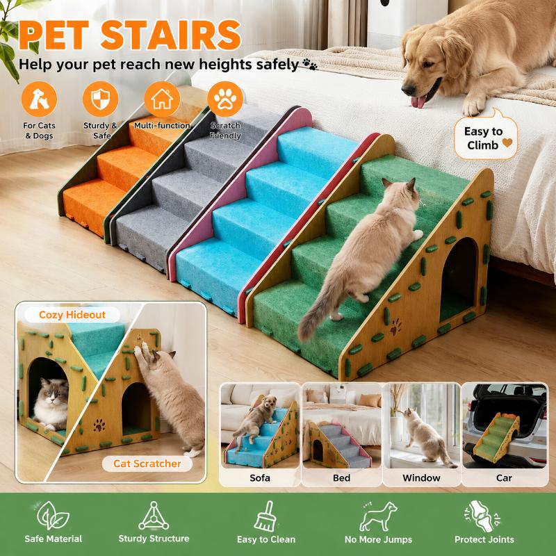 Sturdy Non-Slip Pet Steps Ramp for Dogs Cats, Multifunctional Lightweight Climbing Ladder for Bed Sofa Car Home Use