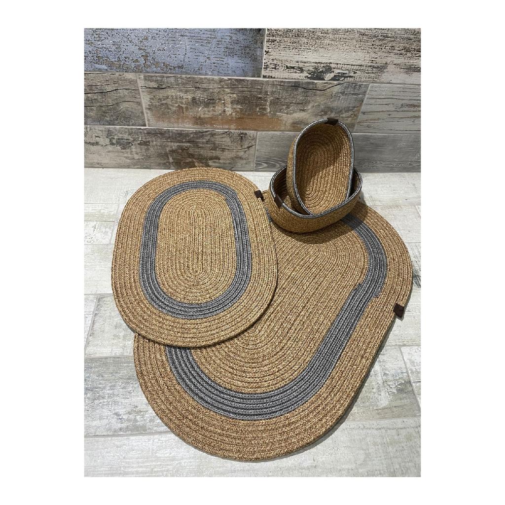 Iuta, răchită, set covoraș de baie, set coș de baie, set covoraș