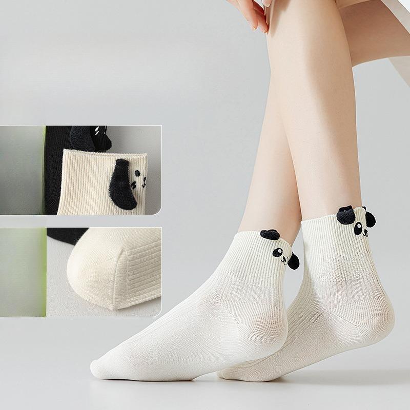 Women's Summer Thin Cartoon Cute Three-dimensional Ear Socks, Versatile Sweat-absorbing and Odor-proof Short Socks, Boneless