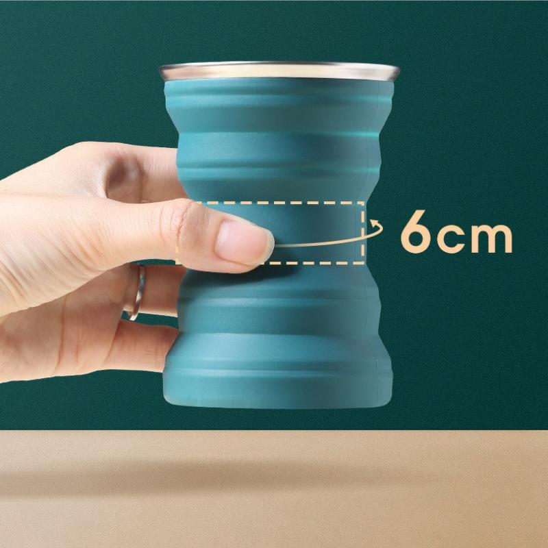 Tragbare faltbare Silikontasse mit Lanyard Hitzebeständig Teleskop-Mini-Tasse Deckelaufbewahrung Reise Geschäftsreise Outdoor Gurgeln
