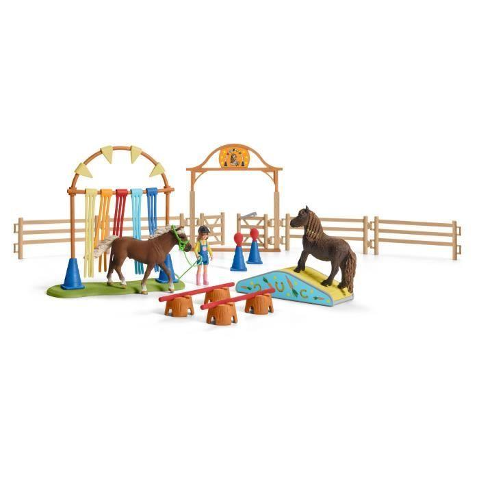 Coffret d'entraînement agilité équestre avec Cheval, Ensemble de 41 Pieces, Schleich 42481 Farm World, des 3 ans