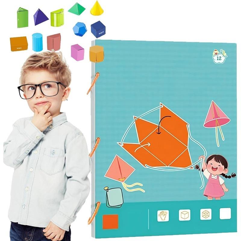 Pull String 3D Geometry Learning Book,3D Geometry Learning Book,Geometrys for Beginners with 9/12/15 Solids Geometric Models (3SET)