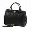 Large Women's Handbag, Vera Pelle, Black Leather A4 Shopper Briefcase