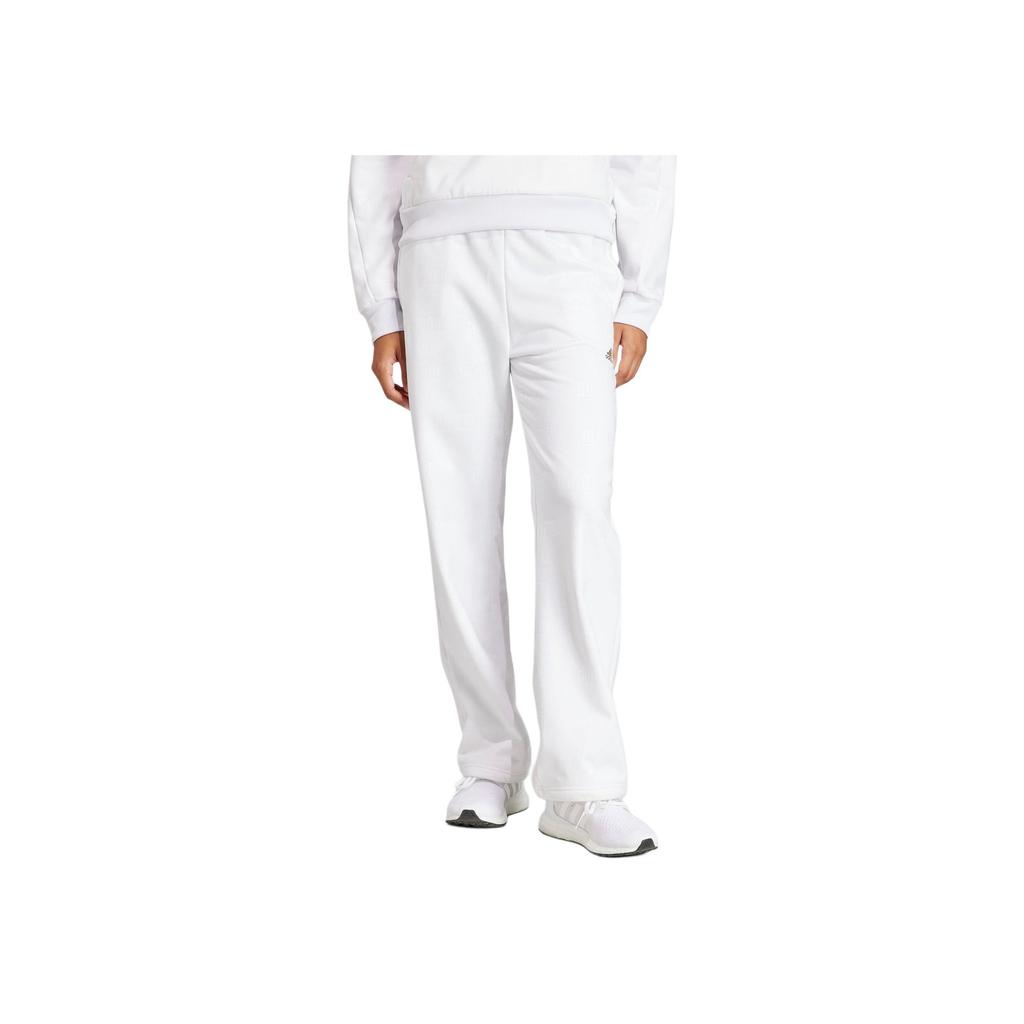 Adidas Embossed Monogram Fleece Pants Women Pants White IJ9627