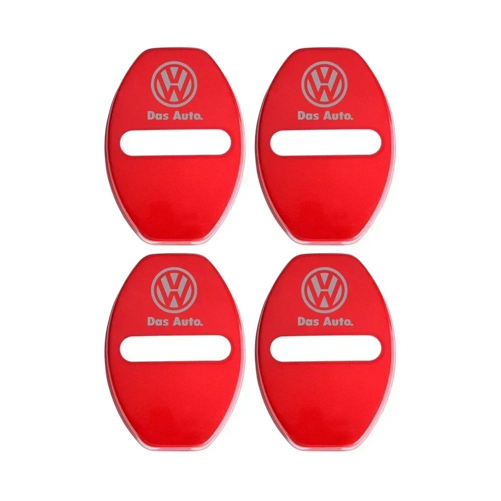 4pcs Car Door Lock Protective Cover Metal Sticker For Volkswagen VW GTI R Golf Polo Tiguan Passat Jetta Lavida Rline Accossories zj3